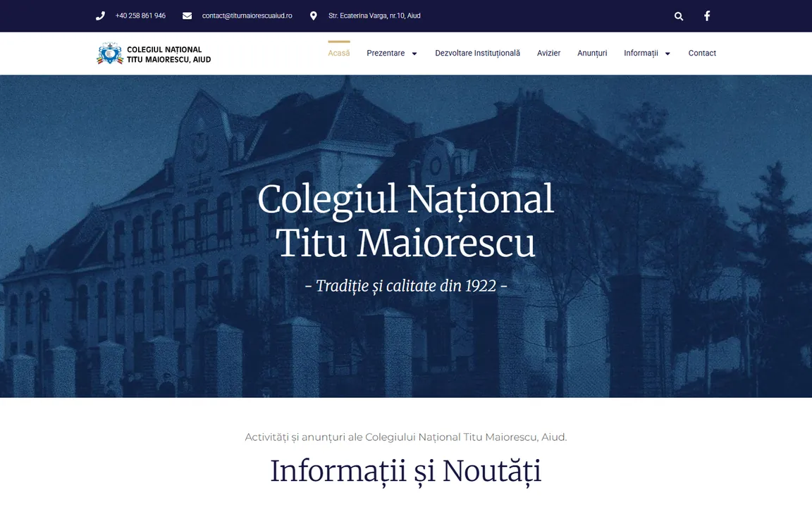 Pagina de start titumaiorescuaiud.ro