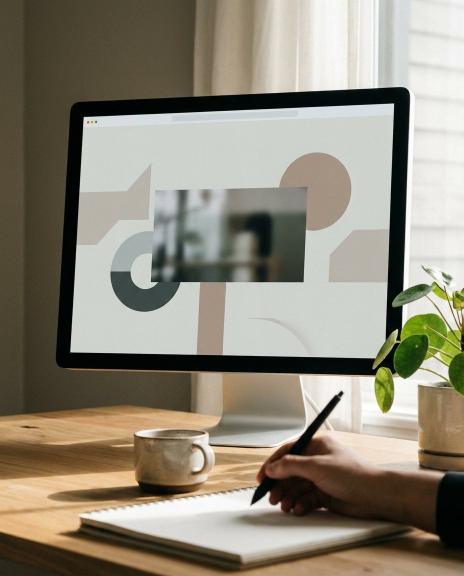Sectiune hero moderna pe un monitor mare, design curat