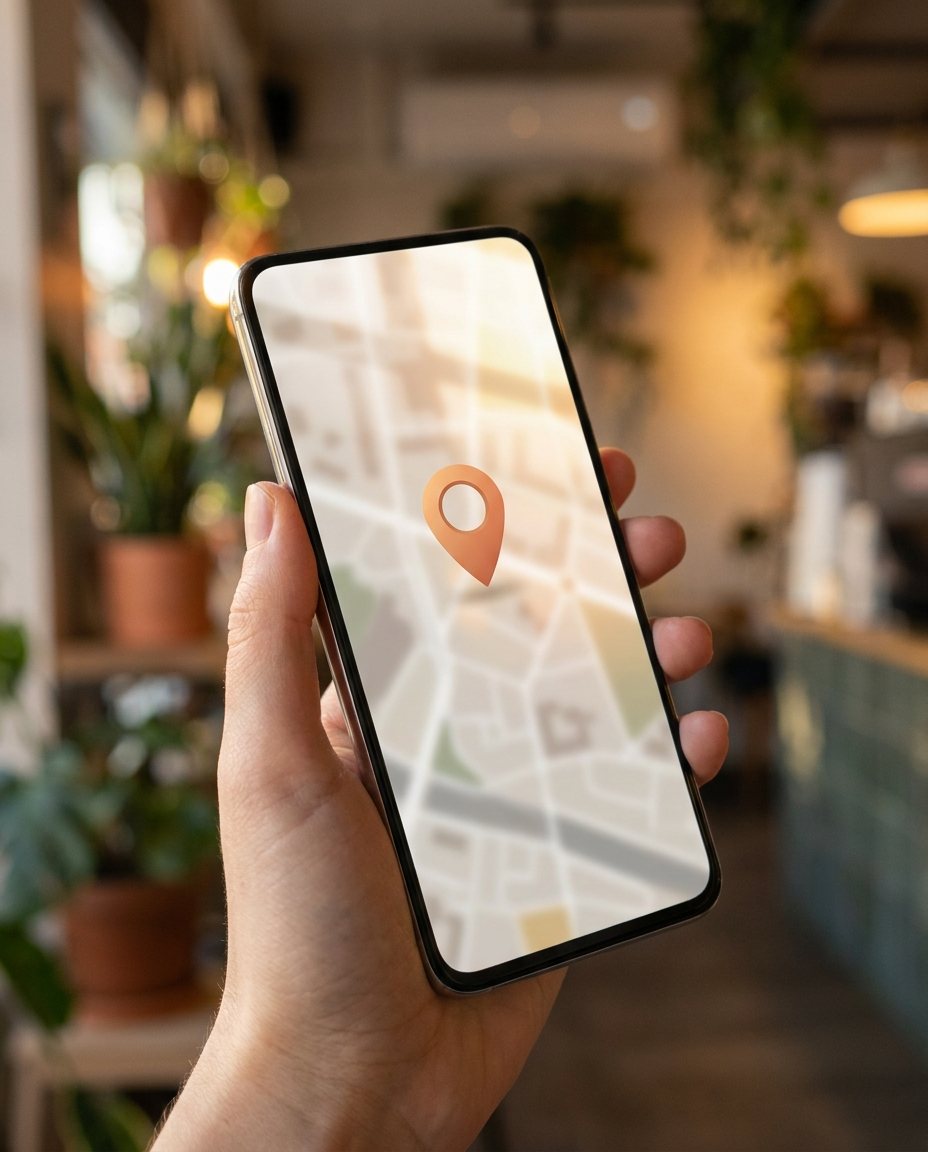 Pin de locatie pe harta unui smartphone, cautare locala