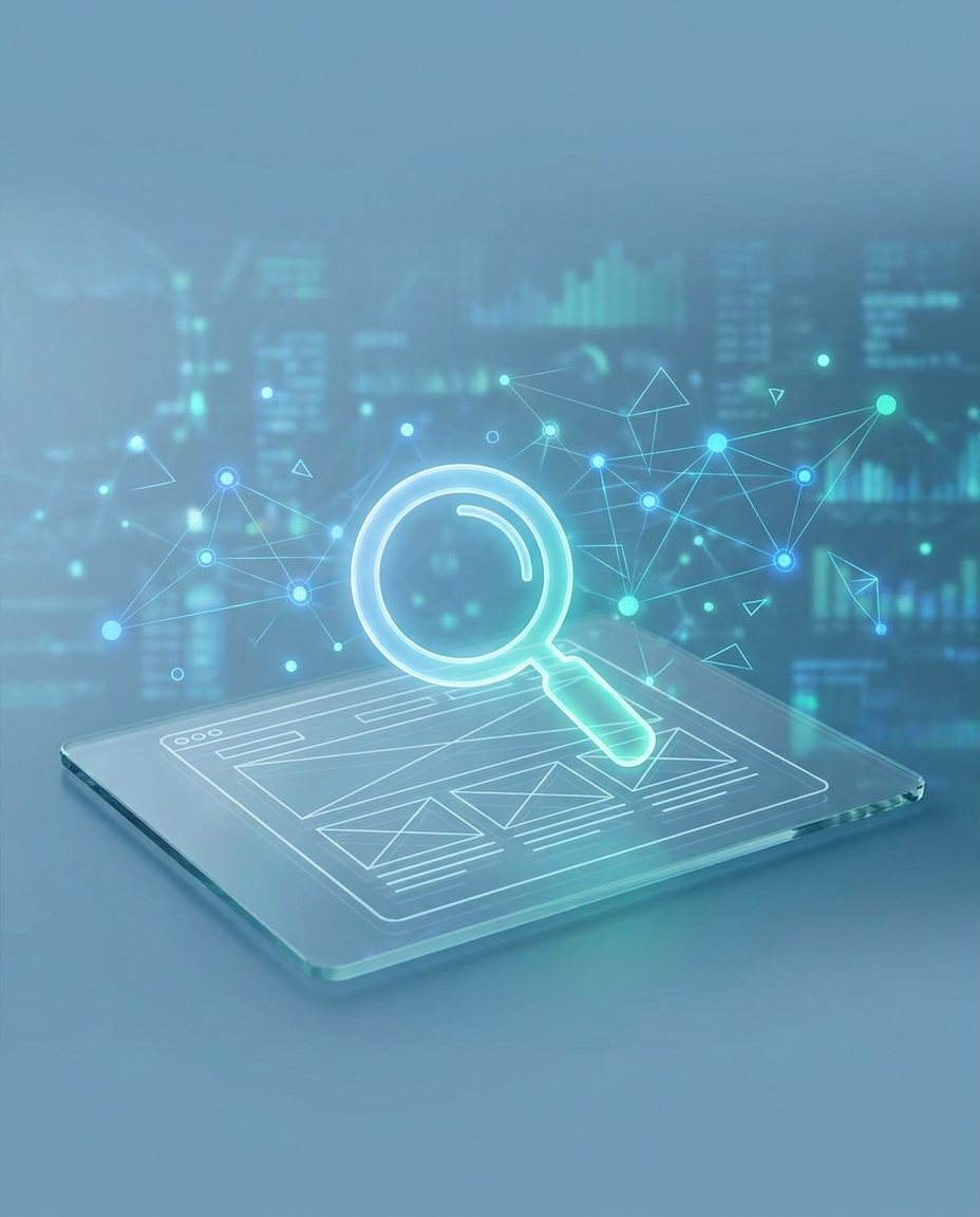 Concept de optimizare SEO cu lupa peste structura unui site