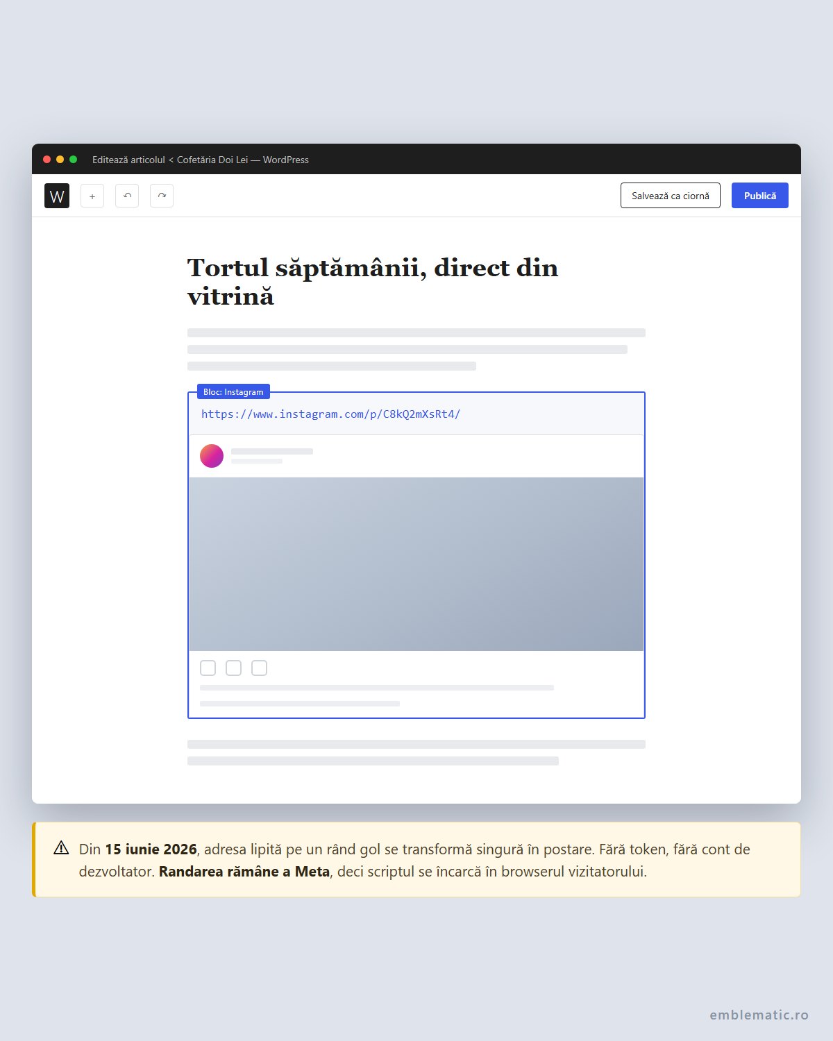 Postările de Instagram merg din nou pe WordPress, fără token