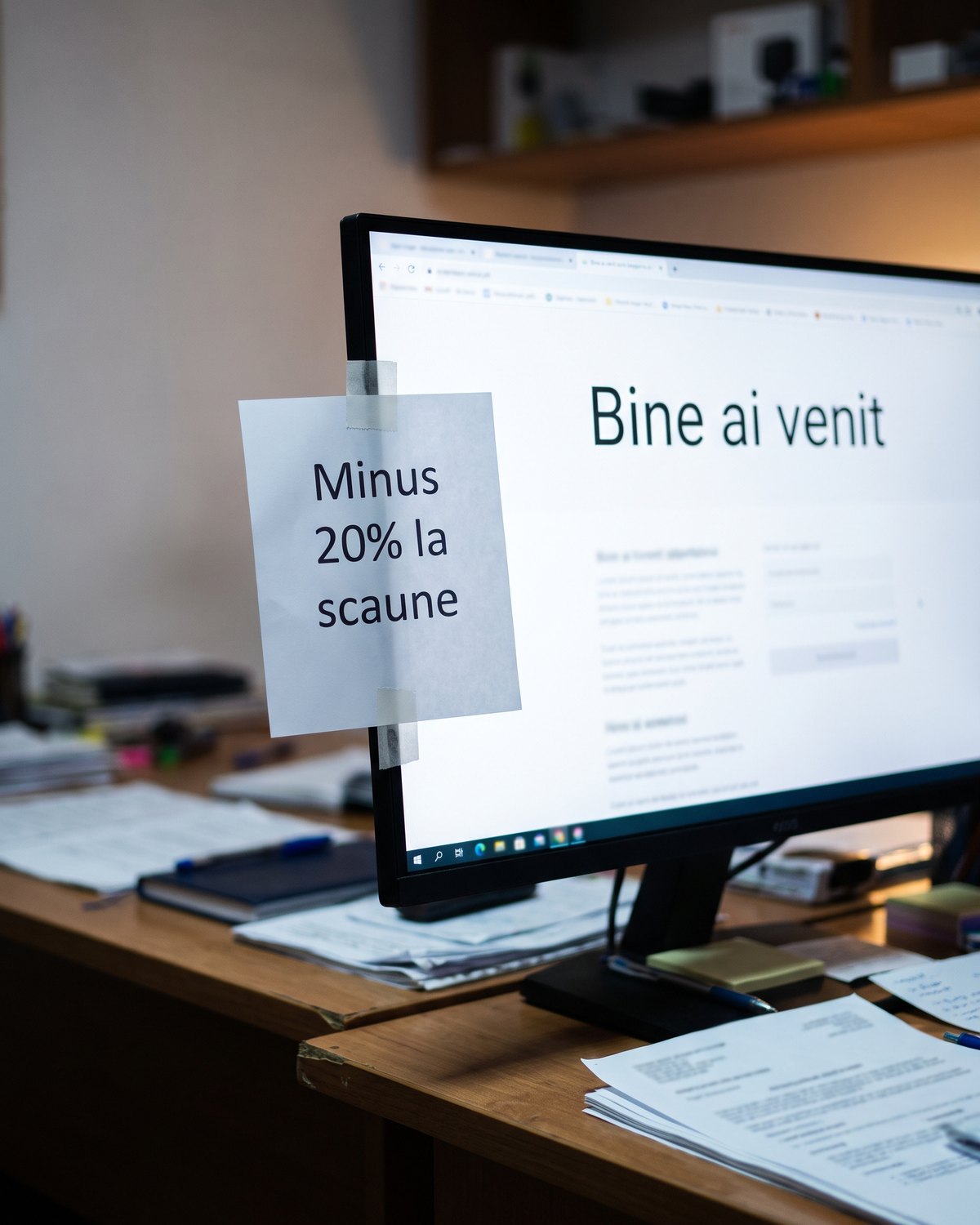Emailul promite reducerea, pagina spune bine ai venit
